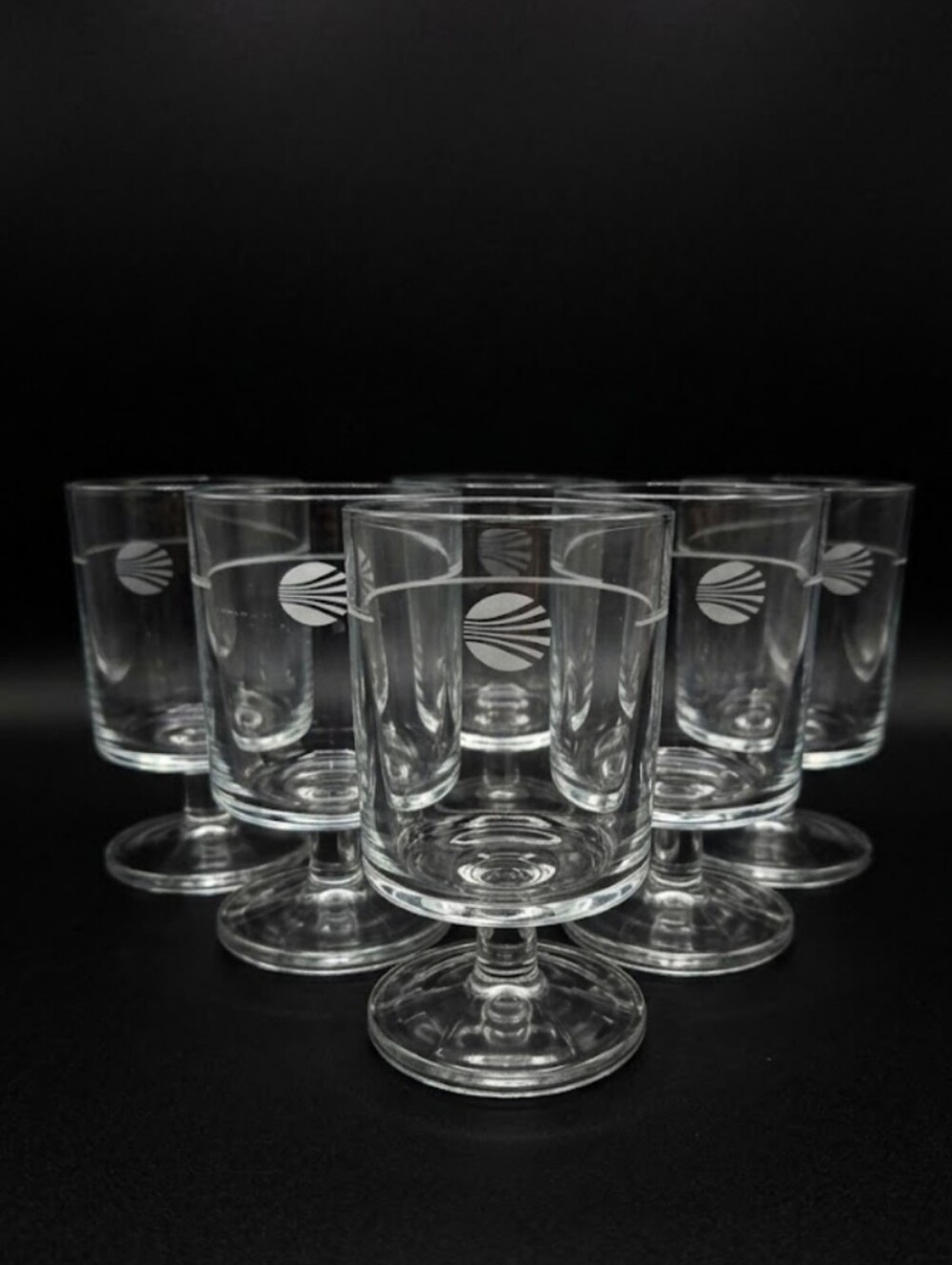 Vintage Luminarc France Set of 6 Etched  Footed Tumblers